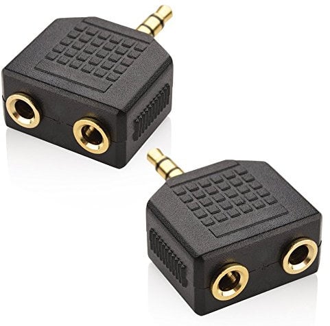 Mobi Lock 2 Pièces Répartiteurs Audio en Y 3,5 mm - 1 Mâle vers 2 Femelles pour Lecteurs Multimédias et Appareils Audio - Permet à Deux Personnes d’Écouter Une Même Source Audio