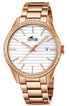 Lotus Montre à Quartz Unisexe avec Cadran argenté, Affichage analogique et Bracelet en Acier Inoxydable plaqué Or Rose 18300/1, Argenté/Or Rose, Bracelet