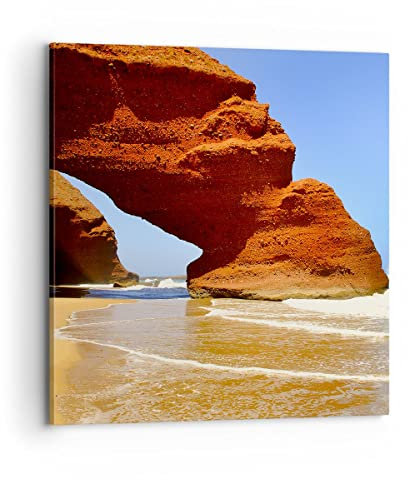 Bilder auf Leinwand 70x70cm Leinwandbild Felsen Sandstein Ozean Natur Groß Wanddeko Bild Schlafzimmer Küche Deko Wandbilder Dekoration Wohnzimmer Wall Decor Canvas Wand Kunstdruck Art AC70x70-1524