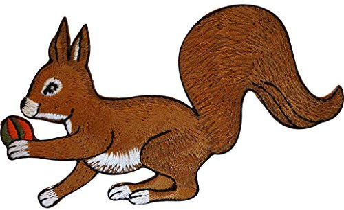 Besticktes Eichhörnchen zum Aufbügeln oder Aufnähen, Stofftier-Stickerei.