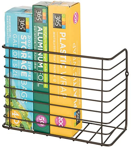 mDesign Hängekorb Küche – rostbeständiger Aufbewahrungskorb für die Küche – praktisches Küchenzubehör aus Metall – bronzefarben