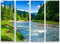 Paul Sinus Art Leinwandbilder | Bilder Leinwand 130x90cm 4 Teile wunderschöne Landschaft mit Bergen, Wald und Bach