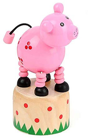small foot 11156 Drückfigur Schwein aus Holz, FSC 100%-Zertifiziert, Mitgebsel Spielzeug, Mehrfarbig
