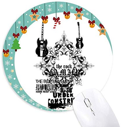 Guitar Music Gothic Style Pattern Mouse Pad Jingling Bell Round Rubber Mat