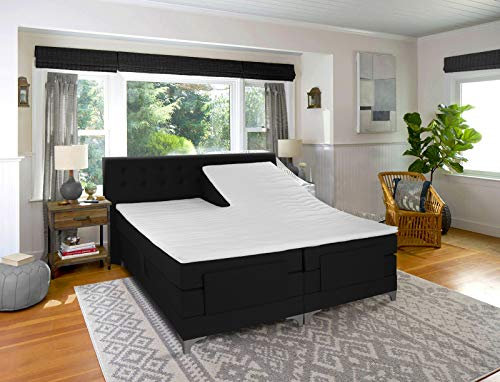 Split-Topper Komfort Kaltschaum Matratzenauflage 7cm Gesamthöhe H3 fest und stützend (200 x 200 cm, Kopf- und Fußteil verstellbar)