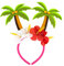 Oblique Unique® Haarreif mit Palmen und Blumen Blüten Tropischer Haarreifen Kostüm Accessoire für Hawaii Party Karneval Fasching Motto Beach Sommer Party