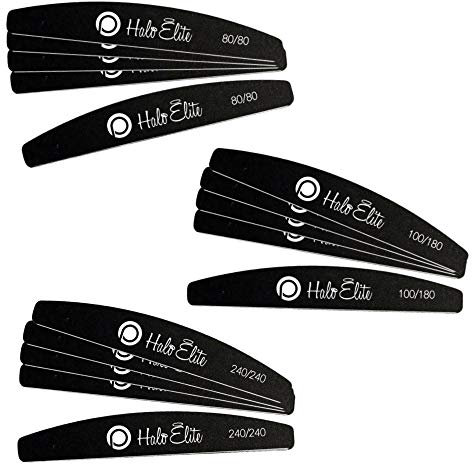 Pure Nails Halo Elite Black Moon Nail Foam Files - Mixed 5 x 80/80 100/180 240/240 Grit