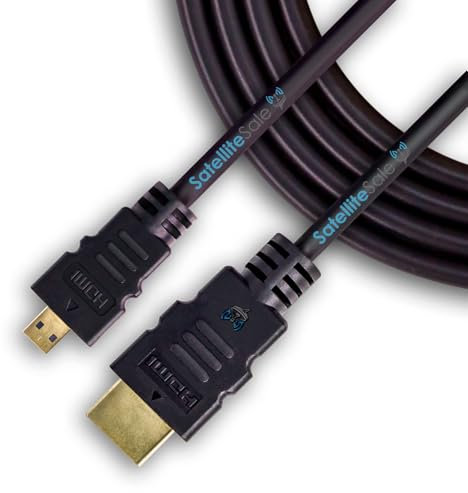 SatelliteSale - Cable adaptador de alta velocidad Micro HDMI a HDMI TV [chapado en oro de 24 quilates | núcleo de cobre | chaqueta de PVC] resolución 4K, 3D