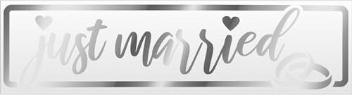 Kiwistar Magnetschild Just Married Ringe Hochzeit - 30cm Chrom - magnetisch für Auto PKW Kfz - wiederverwendbares Hinweisschild aus Magnetfolie - für Fahrzeug, Truck