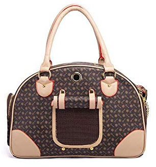 Hundewelpen Chihuahua Geschenk Pudel Tasche Set Faltbare Kätzchen Flugzeug Handtasche, kann für kleine Haustier-Reisetaschen verwendet werden (L, Braun)