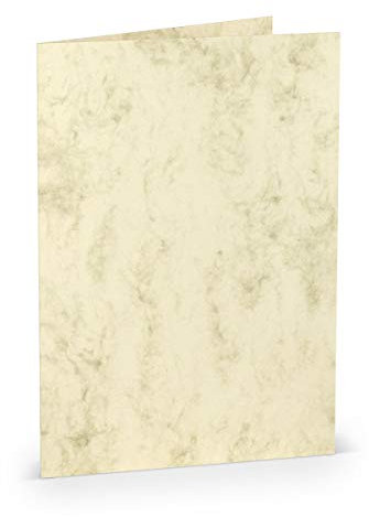 PAPERADO 10 Faltkarten DIN A5 - Chamois Marmora Marmoriert Marmor-Beige - 220 g/m² - 14,8 x 21 cm - Blanko Doppelkarten Klappkarten Einladungskarten