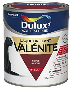 Dulux Valentine Peinture Laque Valénite Glycéro multisupport intérieur-extérieur – Grande résistance pour boiseries et ferronneries - aspect Brillant Rouge Basque 2L