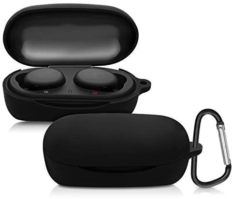 kwmobile Case Compatible with Sony WF-XB700 True Wireless Case - Silicone Cover Holder for Earbuds - Black