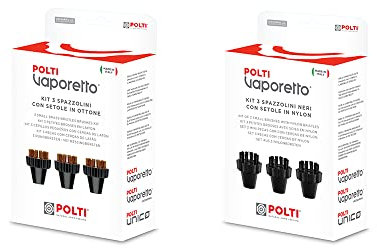 Pinceaux en laiton pour Polti Vaporetto Eco Pro Classic 3.0 et nettoyeur vapeur & Polti Vaporetto Lot de 3 brosses rondes Noir