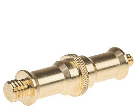 1/4 to 3/8 inch Metal Male Convertor Threaded Screw Adapter Spigot Stud for Photo Studio Light Stand, Photography Flash Light, Tripod, Hot Shoe, Cold Shoe, Ball Head, Gold