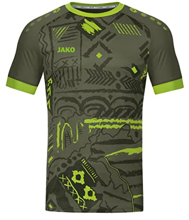 JAKO Herren Trikot Tropicana (Kurzarm), Khaki/Neongrün, S