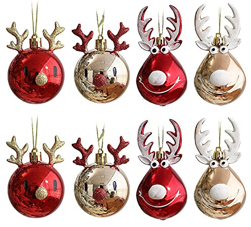 JFBUCF 8 Stück Weihnachtskugeln zum Aufhängen, niedliche bruchsichere Weihnachtskugel-Anhänger, Weihnachtsbaumkugeln zum Aufhängen, für Urlaub, Hochzeit, Party