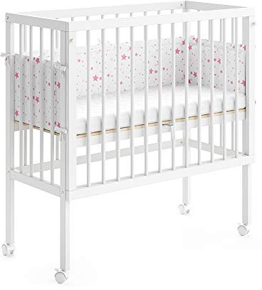VitaliSpa Beistellbett Sophie, Stubenbett, Weiß, 40 x 90 cm 2 Seitenschienen