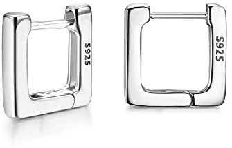 KRFY Kleine Creolen Damen aus 925 Silber, 18 Karat Vergoldet - Geometrische Huggie Ohrringe Sechseck Dreieck Oval für Frauen