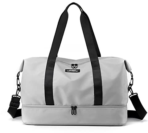 CORIOS Reisetaschen Duffle Bag Nylon Sporttasche für Damen/Herren Faltbare Weekender Übernachtung Tasche Kabinenreisetasche Groß Handtasche für Sport Fitnessstudio Reisen Grau