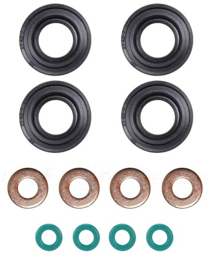 Bohaner 12Pcs Diesel Injector Seal Washer O-Ring Kit 6C1Q-6K780-AB 1372494 for Ford Transit MK7 2.2 2.4 3.2 TDCI 2006 Onwards — Fuel Injector Seals Copper Washers Rubber O-Rings Replacement