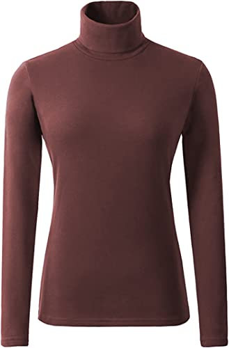 Ladies Polo Roll Neck Tops Long Sleeve Turtle Neck Plain Jumpers for Women Top T Shirts UK Plus Size 8 to 26. Brown