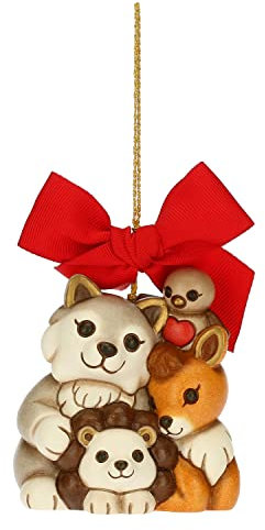 THUN - Addobbi Natalizi, Lupo Noah e i Suoi Amici in Ceramica Decorata a Mano - Idea Regalo Natale 2022-6.9x6.8x7.7 cm h