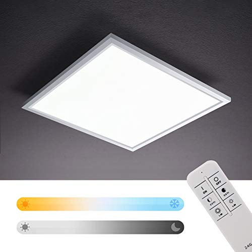 IMPTS LED Deckenleuchte Dimmbar 30x30cm Deckenpanel Lampe Deckenbeleuchtung mit Fernbedienung, Einstellbare Farbtemperatur, 15W Flach Panel für Wohnzimmer, Badezimmer, Küche, Schlafzimmer, Balkon