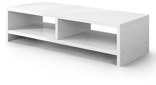 Youyijia Monitor Stand Riser Wood Monitor Stand with Drawer 50 X 20 X 11.7cm 2 Tier Computer Desktop Stands for Desk PC Laptop Display Screen Printer Notebook White