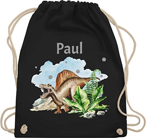 Turnbeutel Rucksack - Dinosaurier Geschenk Dino Geschenke Dinos I - Unisize - Schwarz - personalisierter beutel kindergarten wäschebeutel kita tier name turnsack sportbeutel baumwolle kinder