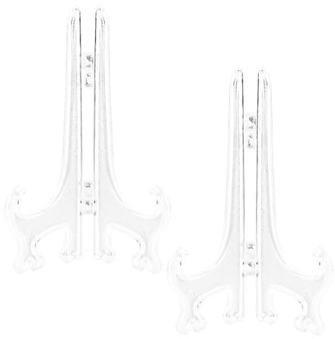Funzhan 2pcs Clear Acrylic Easels Plastic Plate Stands Holders Fold Display Stand Picture Frame Photo Artwork Home Decoration - 10 Inch