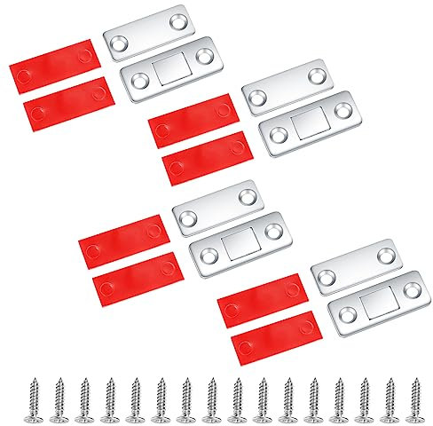 4 Stück Magnetschnäpper, Magnete Schranktüren Selbstklebend Stark, Türmagnete, Magnetverschluss, für Möbeltüren Kabinett Balkontür Schiebetür Magnetschloss Türschließe