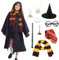 JMOCD Magier Robe, Cosplay Kostüm mit Magier Robe,Gestreifte Krawatte,Hut,Zauberstab,Halstuch,Brille,Vintage-Armband,Halskette,Schlüsselbund für Halloween (125-135cm) (Rot, 155)