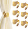 UFURMATE Lot de 6 embrasses de rideaux décoratives en métal avec motif feuille dorée pour la maison et le bureau (doré)