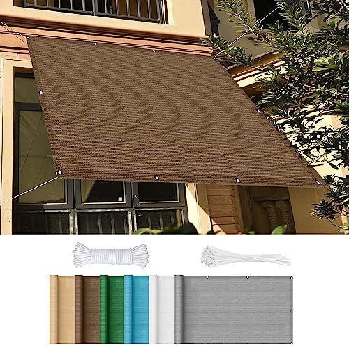 Voile d'ombrage Rectangulaire 2 x 4 m Respirante HDPE D'Ombrage Toile Protection des Rayons UV Résistant pour Jardin Camping Terrasse Piscine, ‎Marron