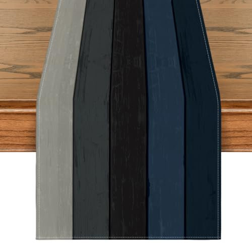 Artoid Mode Grau Planken Antik Alt Rustikal Holz Herbst Tischläufer, Saisonnal Küche Tisch Dekoration Drinnen Urlaub Party Dekor 40x100 cm