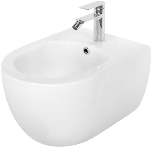 Rea Bidet suspendu Olivier White Bidet Mural en Céramique pour Salle de Bains 39 x 37 x 30 cm (Blanc)