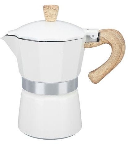 Moka Coffee Maker for Gas or Electric Stove Top, Aluminum Moka Coffee Pot, White Italian Coffee Maker, Detachable Stovetop Coffee Maker with Ergonomic Handle for Home Office