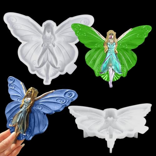 FineInno Molde de silicona de resina de hada con alas de mariposa, 3D realista para colgar en la pared, para insectos, resina epoxi, manualidades, decoración del hogar hecha a mano, M4111A 02