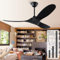MSHENUED Modern Black Ceiling Fan Without Lights, Low Profile Ceiling Fan with Remote, 70 inch Solid Wood Ceiling Fan Noiseless, DC Motor, Large Ceiling Fans for Summer or Winter, Indoor/Outdoor