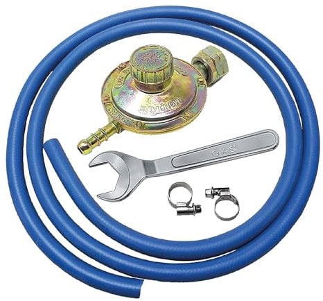 Crisalide®- Kit Tubo REGOLATORE Professionale 4 pz (Gas, Gpl) Cucina, Barbecue, Stufa: 1 Tubo+1 Regolatore+2 Fascette+1Chiave: Omologato 7140 IMQ Pressione 28/30 Bar, Made in Italy (Variabile)
