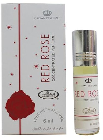 Red Rose Fragrance by Crown Perfumes, Alcohol Free 6ml, Long Lasting