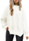 Tincini Pullover Damen Strickpullover Winter Rundhals Pulli Herbst Lose Sweatshirt Warm Fledermaus Langarmshirt aus Strick Seitlichem Schlitz Oberteile (Weiß, M)