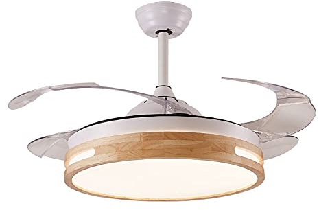 ADYOLTB Nouvelle version améliorée Lustre de ventilateur d'art en bois LED Lampe de ventilateur de plafond à gradation trichromatique simplicité Lampe de ventilateur télécommandée pour chambre d'enfan