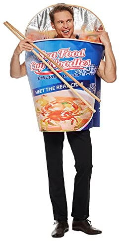 EraSpooky Adult Bowl Noodle Costume Unisex Men Women Food Funny Dress Halloween Party Suit
