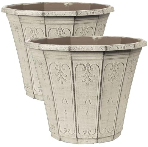 DIVAS SPIRITUAL Calista Lot de 2 pots de fleurs hexagonaux 30 cm 9,5 l Finition rouille vintage