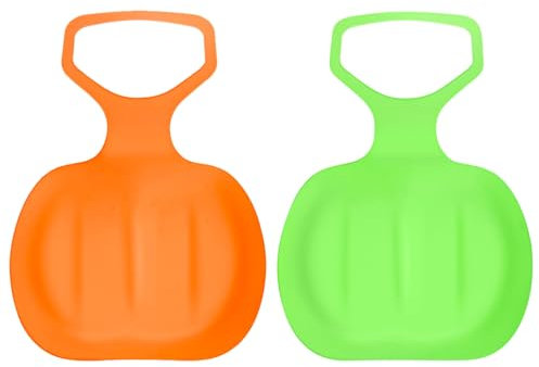 2 Stück Schneeschlittenbrett, Plastik Schnee Schieberei Slitpy Snowboard, Kunststoff Kinderskibrett für Winter Outdoor-Spielzeug Spielen auf EIS Schnee Gras und Sand (orange+grün)