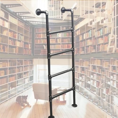 Egress Ladder Basement 4-8 Rung Metal Step Ladder for Home Loft, Industrial Iron Pipe Bunk Bed Ladder for Attic,Dorm,Library,Bunk Bed,Deck,RV,Window Well, Loads 330lbs(300cm/118in)