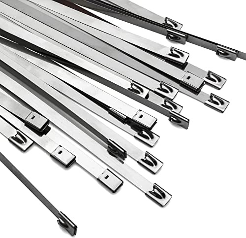 OFFO Metal Zip Ties 7.9 * 500mm Premium Heavy Duty Stainless Steel Wire Multifunctional Locking Exhaust Wrap Flexible Durable 30 Pcs