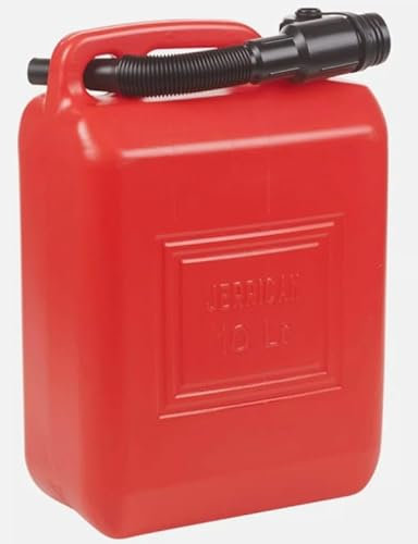 Unibos | 10 Litre Jerry Can Petrol Diesel Oil Fuel Water Storage Container Can & Pouring Spout | Liquid Compatibility | Carry Anywhere | Oil Water Container